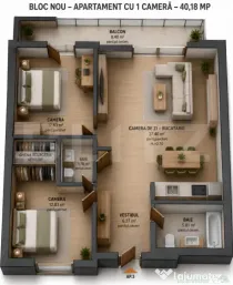 APARTAMENT DE 3 CAMERE – BLOC NOU – ZONA TUDOR – 74,62