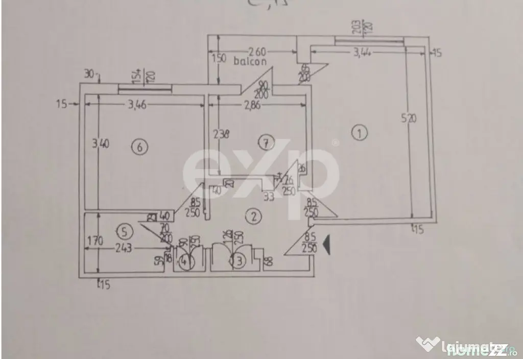 Apartament 2 camere decomandat, etaj 3, zonă Exercițiu –