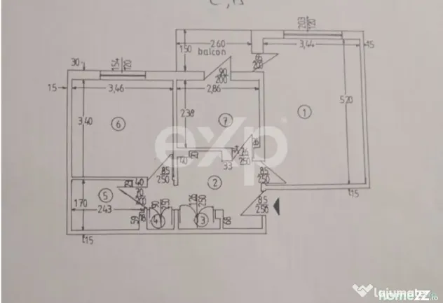 Apartament 2 camere decomandat, etaj 3, zonă Exercițiu –
