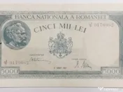 Bancnotă RARĂ 5.000 LEI 1945 - Traian și Decebal - Stare Excelentă 