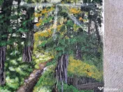 Tablou pictat manual „Șoaptele pădurii” – peisaj cu brazi 