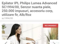 Epilator IPL Philips Lumea Advanced SC1994/00, Senzor nuanta piele