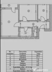 Apartament 2 camere, etaj 3 - piața aproape 
