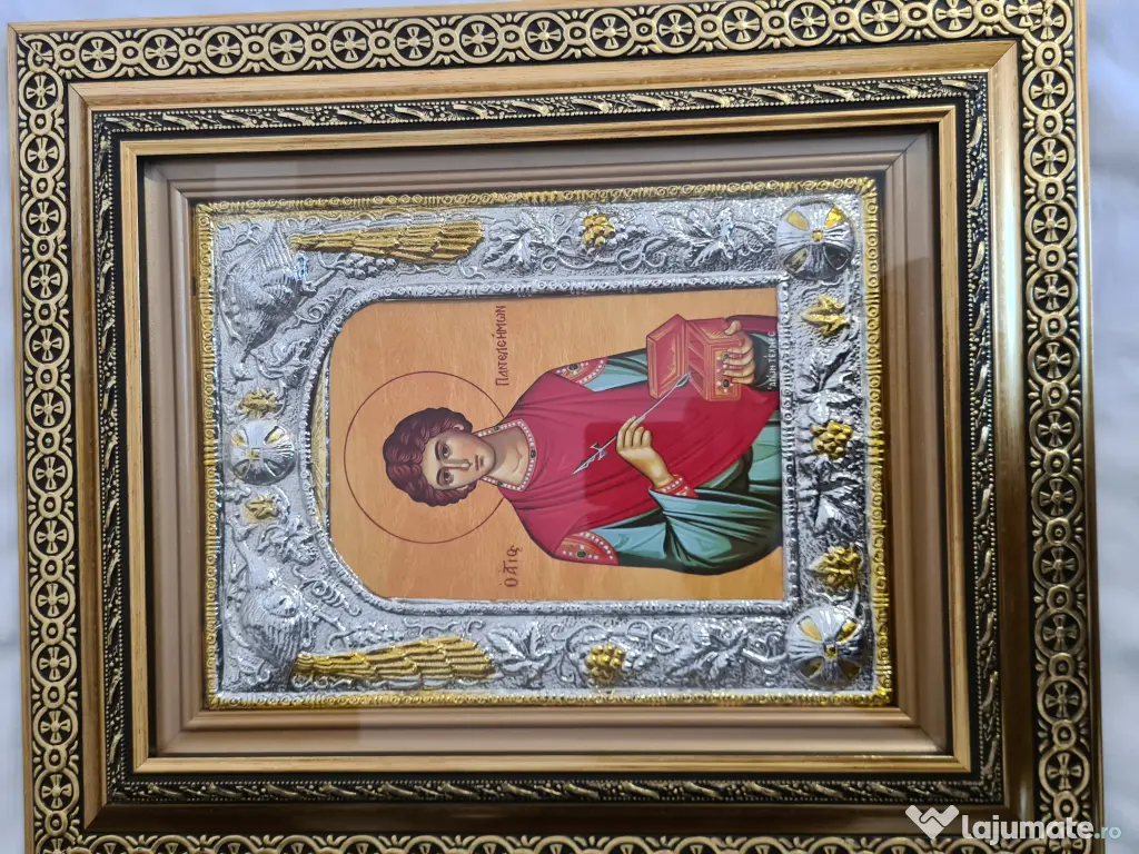 Icoana Argintata-Sfantul Pantelimon Relief 3 D
