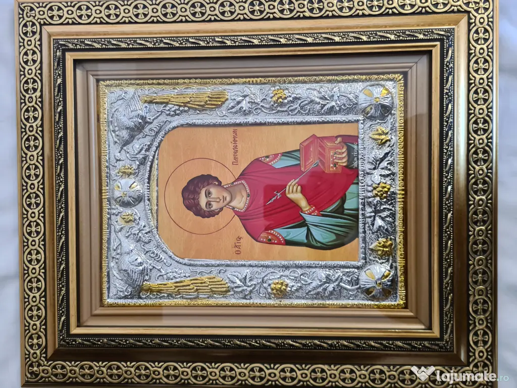 Icoana Argintata-Sfantul Pantelimon Relief 3 D