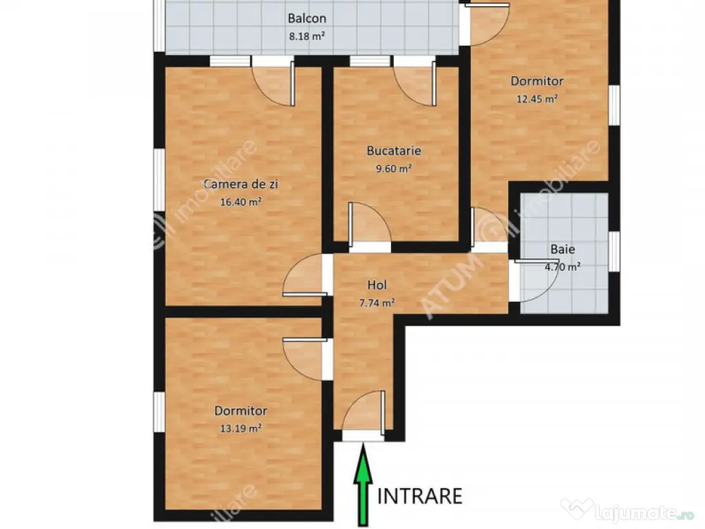 Apartament cu 3 camere si balcon la etajul 1 zona Trei Steja