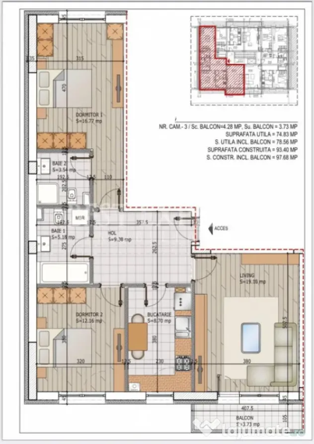 3 Camere de inchiriat Bloc Nou /Disponibilitate imediata