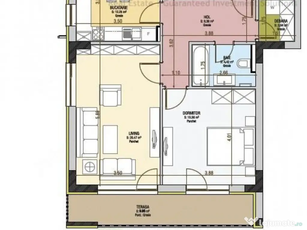 Apartament spatios 2 camere Urban Coresi 76 mp