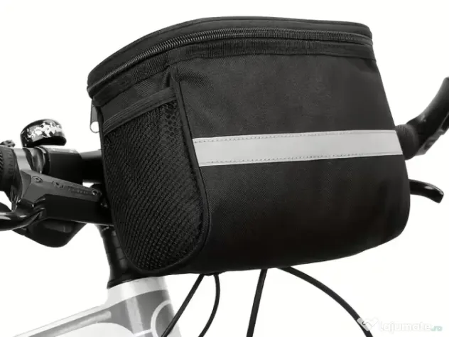 Geanta ghidon, cos de bicicleta/ trotineta din nailon negru cu bretele reglabile