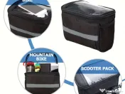 Geanta ghidon, cos de bicicleta/ trotineta din nailon negru cu bretele reglabile 