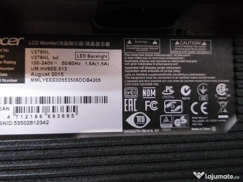 Vand Monitor Acer 27 inch