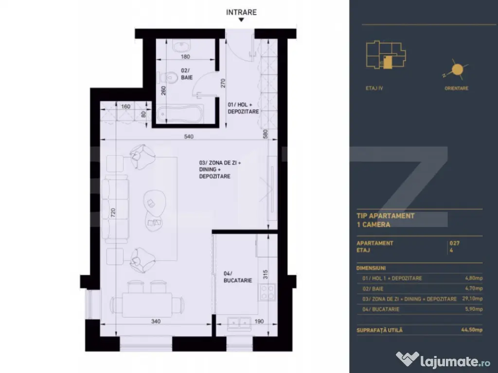 Apartament cu 1 camera, Smart Home, 44.5 mp - Complex Rezide