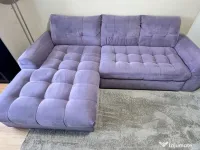 Canapea coltar extensibil, sezlong stanga, stofa Mobexpert 