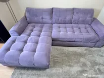 Canapea coltar extensibil, sezlong stanga, stofa Mobexpert