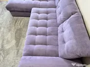 Canapea coltar extensibil, sezlong stanga, stofa Mobexpert 
