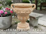 Vază ornament mare cu picior, galben patinat, model V6.