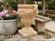 Vază ornament mare cu picior, galben patinat, model V6. 