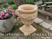 Vază ornament mare cu picior, galben patinat, model V6. 