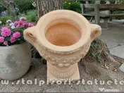 Vază ornament mare cu picior, galben patinat, model V6. 