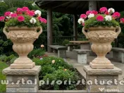 Vază ornament mare cu picior, galben patinat, model V6. 