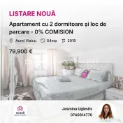 Apartament cu 2 dormitoare și loc de parcare - 0% COMISION