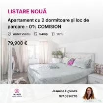 Apartament cu 2 dormitoare și loc de parcare - 0% COMISION