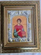 Icoana Argintata-Sfantul Pantelimon Relief 3 D 