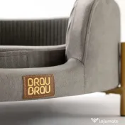 Canapea Ovală Catifelată Gri BRAUBRAU pentru Câini și Pisici 
