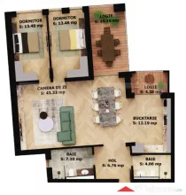 Apartament cu 3 camere 2 bai, 2 terase | EAS Residence