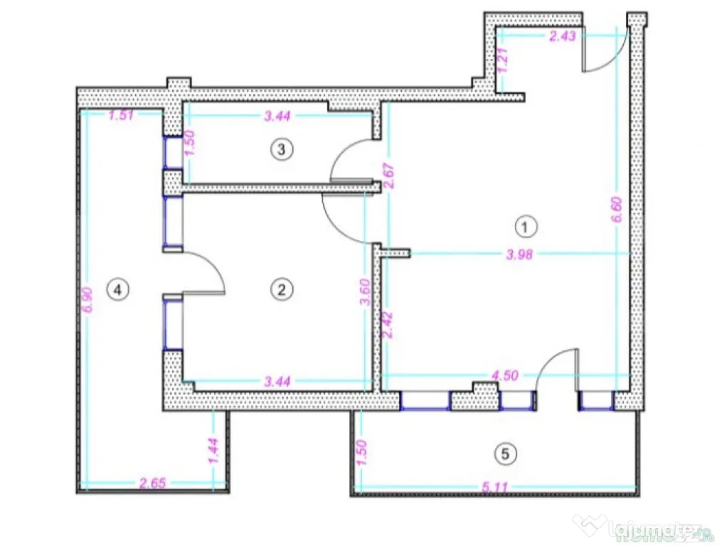 Apartament 2 camere, 46 mp, 2 terase, zona Donath