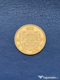 Moneda aur Romania 20 lei 1890 Carol I 6.45 g monetărie Bucuresti t 