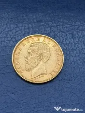 Moneda aur Romania 20 lei 1890 Carol I 6.45 g monetărie Bucuresti t 