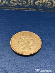 Moneda aur Romania 20 lei 1890 Carol I 6.45 g monetărie Bucuresti t 