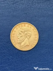 Moneda aur Romania 20 lei 1890 Carol I 6.45 g monetărie Bucuresti t 