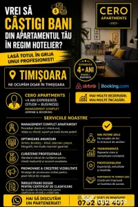 Administrare Apartamente Regim Hotelier (Airbnb/Booking) 