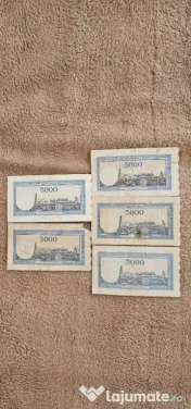 10 bancnote 5000 puse in circulatie in perioada 1943,1944,1945 