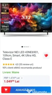 Televizor NEI 109 cm DLED 4K UHD SMART TV 