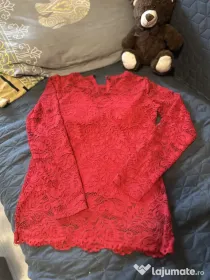 Bluză dantelă roșie Pretty Girl - Mărime S/M - Stare excelent