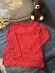 Bluză dantelă roșie Pretty Girl - Mărime S/M - Stare excelent 