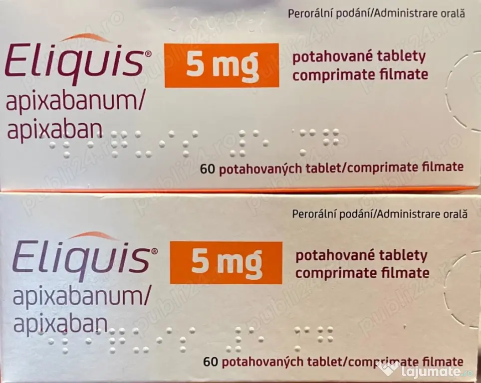 Ofer două cutii de Eliquis 5 mg sigilate