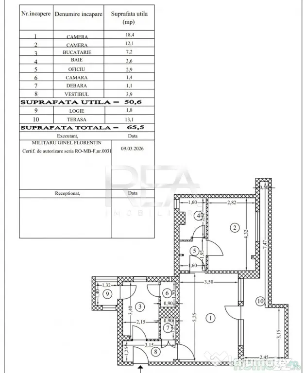 2 camere, 65 mp, anvelopat-Lujerului