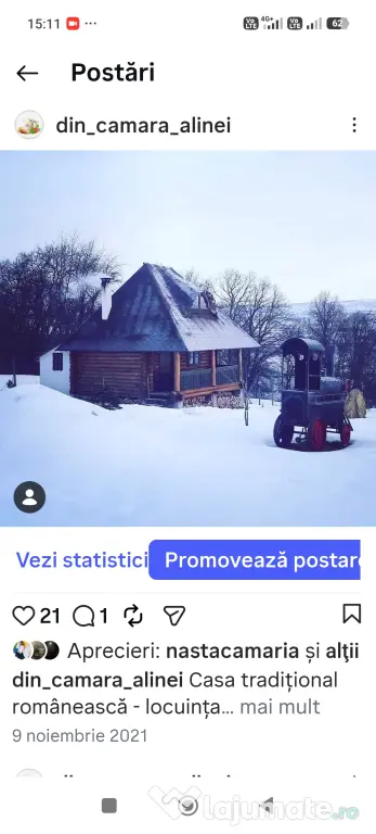 Proprietate 7.500 mp cu cabană din lemn, Leucușești – 4 min de Fălticeni