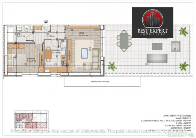 Apartament 2 camere cu Terasa generoasa