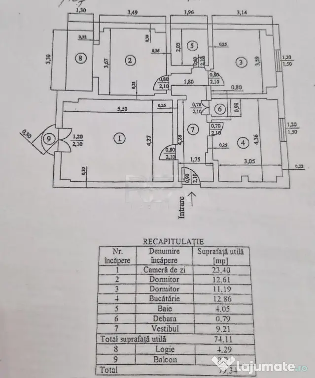 3 camere Alba Iulia decomandat, inst. schimb., 79 mp, an 199