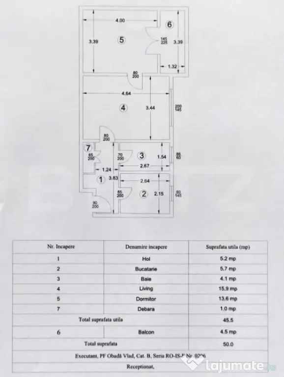 Apartament 2 camere, etaj 1, 50 mp, zona Tudor Vladimirescu