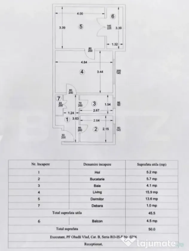 Apartament 2 camere, etaj 1, 50 mp, zona Tudor Vladimirescu