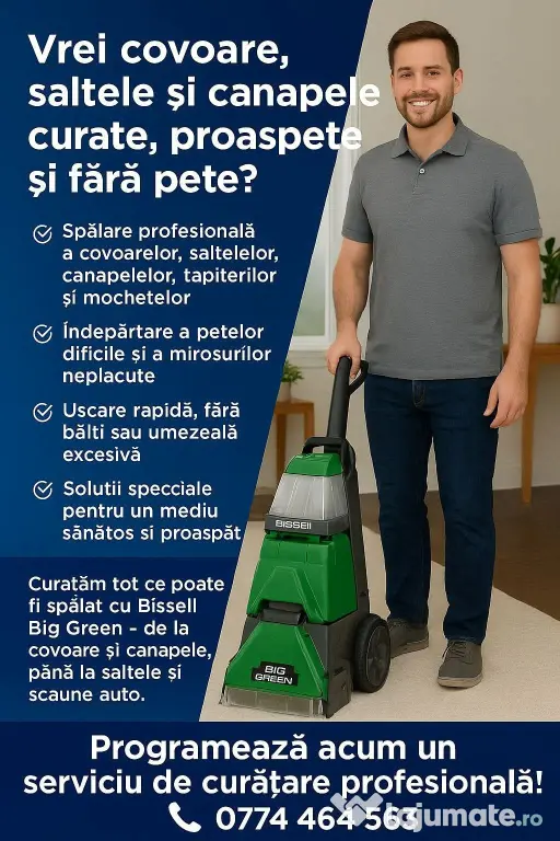 Curatenie exemplara "ca la mama acasa" saltele, canapele, tapiterii