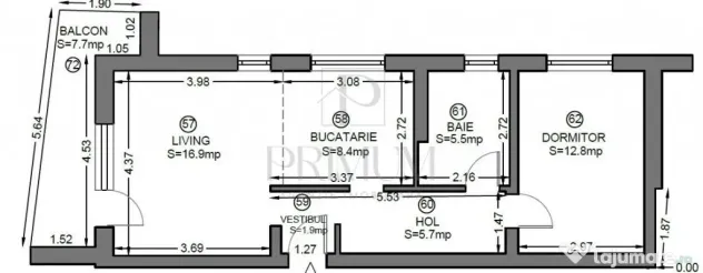 Dumbravita - 2 Camere - Decomandat - Etaj 2 - 2 Locuri de pa