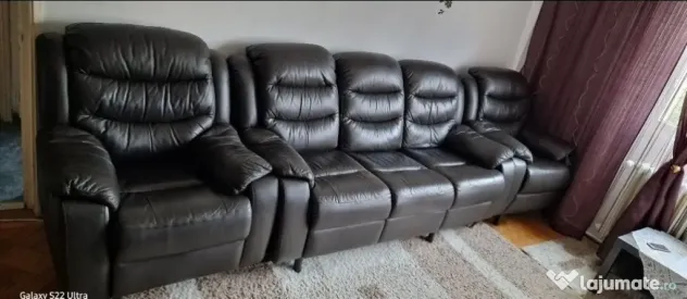 Set canapea 3 locuri 2 locuri recliner + 2 fotolii recliner