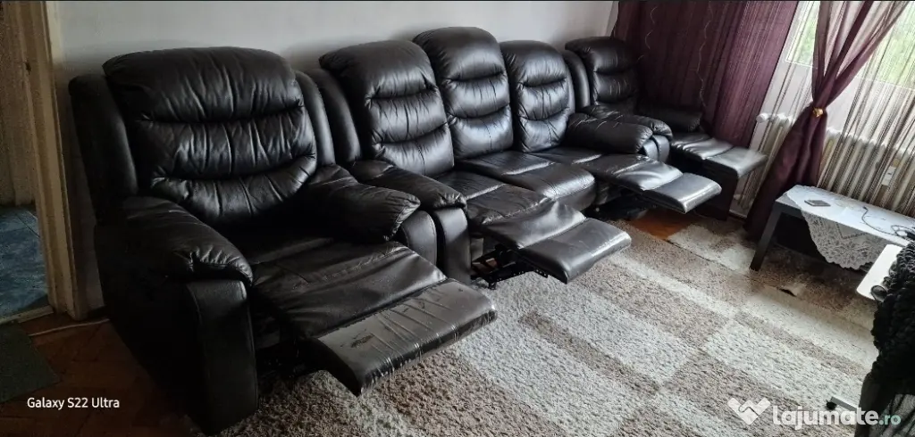 Set canapea 3 locuri 2 locuri recliner + 2 fotolii recliner